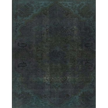 Ahgly Company Indoor Rectangle Abstract Gunmetal Green Persian Area Rugs, 8' x 10'
