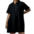 thumbnail image 2 of Jusqu'à 65 % de Rabais! Robes d'Été Mode pour Femmes 2024 Grande Taille Printemps/ Décontracté Ample à Manches Courtes Bouton Poche Robe-Chemise, 2 of 9