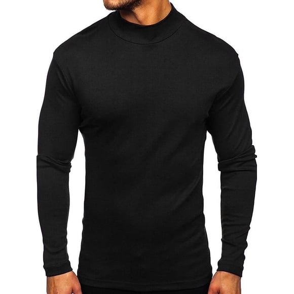 Mens Mock Turtleneck T-Shirt Long Sleeve Pullover Basic Designed Undershirt Stretch Lightweight Top