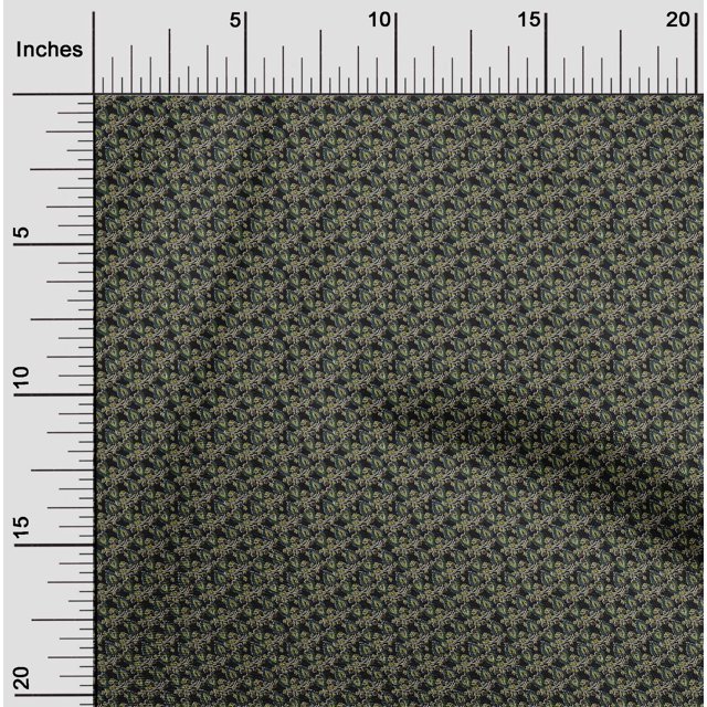 oneOone Polyester Lycra Fabric Leaves & Floral Block Printed Fabric 1 Yard 56 Inch Wide