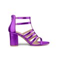thumbnail image 3 of BLISSFUL STEP Women's Shoes Strappy Roman Block Heel Sandals Purple 9, 3 of 7