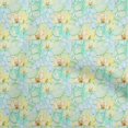 thumbnail image 1 of oneOone Velvet Yellow Fabric Leaves & Clover Craft Projects Decor Fabric Printed By The Yard 58 Inch Wide, 1 of 5