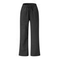 thumbnail image 4 of Pantalon Grand en Coton et Lin pour Femmes, Habillé Décontracté, Couleur Unie, Taille Haute, Pantalon de Détente, Pantalon Capri d'Entraînement pour Femmes, 4 of 5