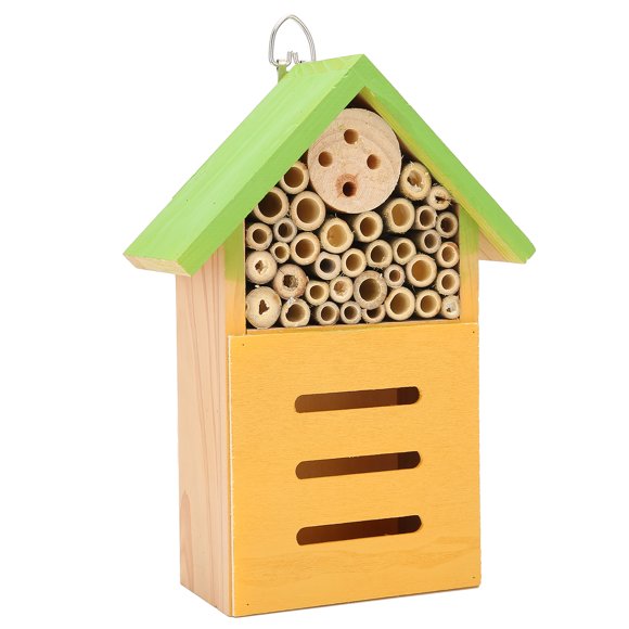 Wooden Insect Bee House Nests Hanging Bee Hotel Shelter for Outdoor Garden Backyard