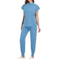 thumbnail image 1 of Ensemble Assorti de Sarraus pour Femmes, Hauts Extensibles à Col Rond avec Poches et Pantalons Cargo, Ensemble d'Uniforme de Travail Jogger pour Infirmière, 1 of 5