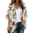 thumbnail image 1 of LNGOOR Kimono Cardigan à Manches Bouffantes Imprimé Floral pour Femmes, Blouse Décontractée Ample en Liquidation, 1 of 5
