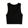 thumbnail image 1 of AherBiu Camisole Tops for Women Summer V Neck Low Cut Ribbed Knitted Slim Fitting Stretchy Solid Color Cropped Tank Tops, 1 of 3