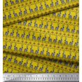 thumbnail image 2 of Soimoi Yellow Rayon Fabric Flower & Rabbit Folk Art Decor Fabric Printed Yard 42 Inch Wide, 2 of 5