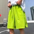 thumbnail image 4 of ohmzyzo Summer Beach Shorts for Men Drawstring Elastic Waist Solid Color Shorts Casual Lightweight Gym Workout Shorts, 4 of 8