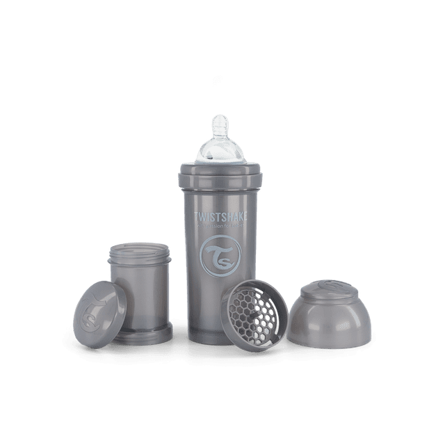 Twistshake Bouteille Anti-Coliques 260 ml Sans BPA Gris Pastel