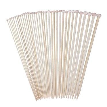 KAKOWELY bamboo knitting needles 36 PCS 12CM Single Pointed Knitting Needles Practical Knitting Needles Bleaching Knitting Needles Handmade Sweater Straight Needle for DIY Knitting Size 25CM