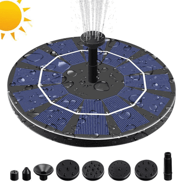3.0W Solar Fountain Pump for Bird Bath with 3.7V 1200mAh Battery Backup, Free Standing Portable Floating Solar Powered Water Fountain Pump for Garden Backyard Pond Pool Outdoor