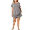 thumbnail image 2 of Agnes Orinda Pyjama de Nuit pour Femme Grande Taille à Manches Courtes et Col Rond Ensemble 2X Gris, 2 of 8