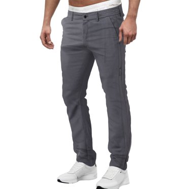 Mens Pants Adult Male Jean Cut Mens Spring and Autumn Casual Pants Sports Pants Elastic Waist Korean Version Of The Trend Black Long Clothes(Dark Gray,XXL/36)