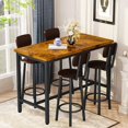 thumbnail image 1 of Lamerge Dining Table Set for 4 Bar Table and Chairs Set Industrial Counter Height Dining Table Set with 4 PU Upholstered Stools Kitchen Pub Table for Kitchen, Restaurant, Space Saving, Rustic Brown, 1 of 4
