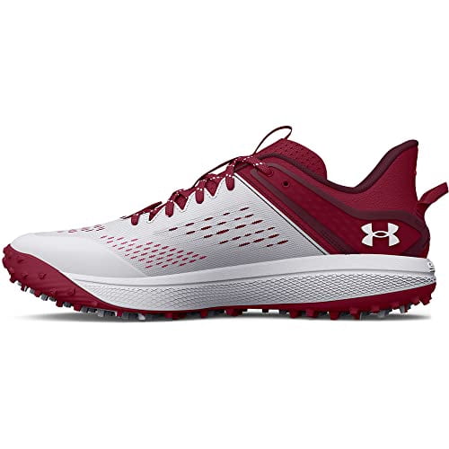 Under Armour Soulier de Baseball à Gazon Bas pour Homme, (600) Cardinal/blanc/blanc, 7,5