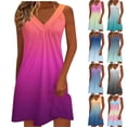 thumbnail image 2 of Kyusrd Robe Débardeur d'Été pour Femmes Robe Courte Plissée à Col en V Sans Manches Robe Soleil T-Shirt Robe Trapèze Robe Courte de Plage, 2 of 6