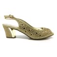 thumbnail image 4 of Enzo Romeo Lime01 Sandales Compensées pour Femmes à Bout Ouvert à Talon Bas avec Strass pour Mariage (8.5, Or), 4 of 4