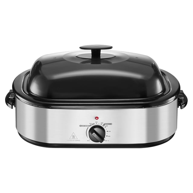 KFFKFF Rôtissoire, Rôtissoire Électrique 18 Qt, Rôtissoire Électrique à Température Réglable 150-450 °F avec Couvercle Auto-Arroseur, Poignée au Toucher Froid