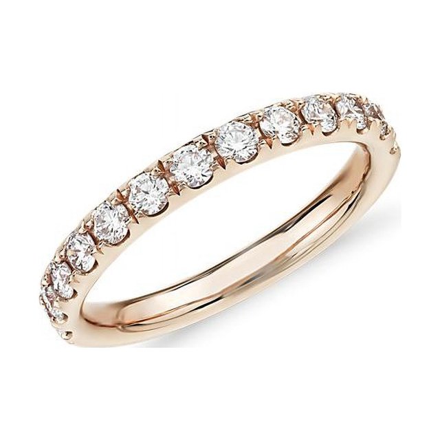 Bague d'Éternité Unique pour Femmes en Or Rose Massif Diamond de 0,30 Carat, Taille Ronde Excellente, Naturelle, Taille 8,5