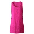 thumbnail image 4 of MAWCLOS Femmes Débardeur Robe Couleur Unie Bouton Sundress Casual Travail Équipe Cou Rose Rouge M, 4 of 5