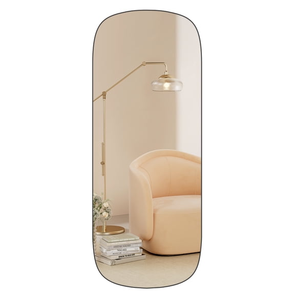 SONGMICS Mirror, Arched Wall Mirror Full Length, Mirror for Wall Door, Frameless Glass Mirror Decor, Black