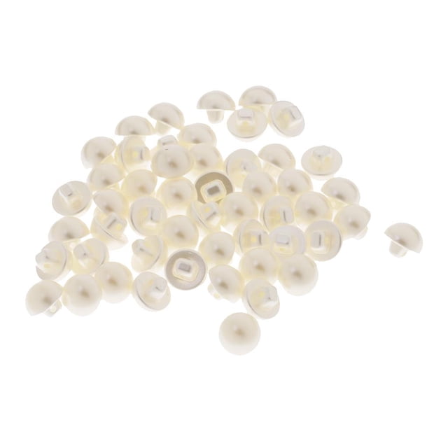 simhoa 50 Pieces 2 Holes Plastic Faux Pearls with Shank DIY Homemade for Sewing Clothes 12mm