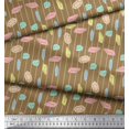 thumbnail image 3 of Soimoi Brown Rayon Crepe Fabric Crystals & Stripe Print Sewing Fabric BTY 46 Inch Wide, 3 of 4