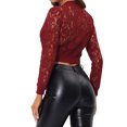thumbnail image 3 of INSPIRE CHIC Veste Bomber Courte Transparente en Crochet Dentelle à Manches Longues avec Fermeture Éclair pour Femme m Rouge Vin, 3 of 6