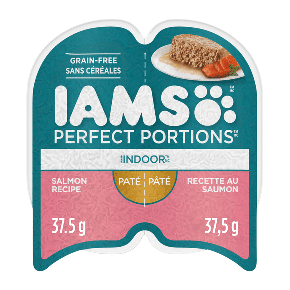 Nourriture humide sans céréales pour chats IAMS PERFECT PORTIONS Healthy Adult Pâté Indoor recette au saumon