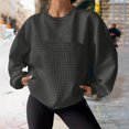 thumbnail image 2 of Pisexur Chandail en Molleton Femme Décontracté Ample Automne Chandails en Molleton pour Femmes Couleur Unie Col Rond Chandail en Molleton Manches Longues Chemises pour Femmes Mode Chandail en Molleton Texturé Uni Chandail Tops, 2 of 7