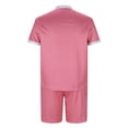 thumbnail image 4 of Cameland Two Piece Short Outfits Men Color Block Tracksuits Sport Summer Short Sleeve and Shorts Set for Men, 4 of 5