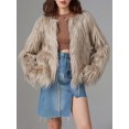 thumbnail image 4 of FOCUSNORM Women Faux Fur Coat Solid Color Open Front Long Sleeve Plus Size Jacket Warm Winter Outwear, 4 of 9