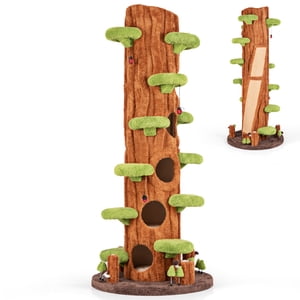 Gymax 90.5'' Tall Multifonctionnel Cat Tree w/ Condos privés Panneau de craquage recouvert Sisal