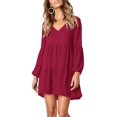 thumbnail image 3 of Women Summer Tunic Dress V Neck Casual Loose Flowy Swing Shift Dresses, 3 of 6