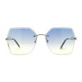 thumbnail image 3 of Womens Geometric Butterfly Rimless Oceanic Lens Chic Sunglasses Silver Blue Yellow, 3 of 4