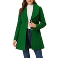 thumbnail image 1 of INSPIRE CHIC Manteau Trench Long pour Femme, Mignon, Col Rabattu, Boutonnage Simple, Ceinturé, TP Vert Pois, 1 of 6