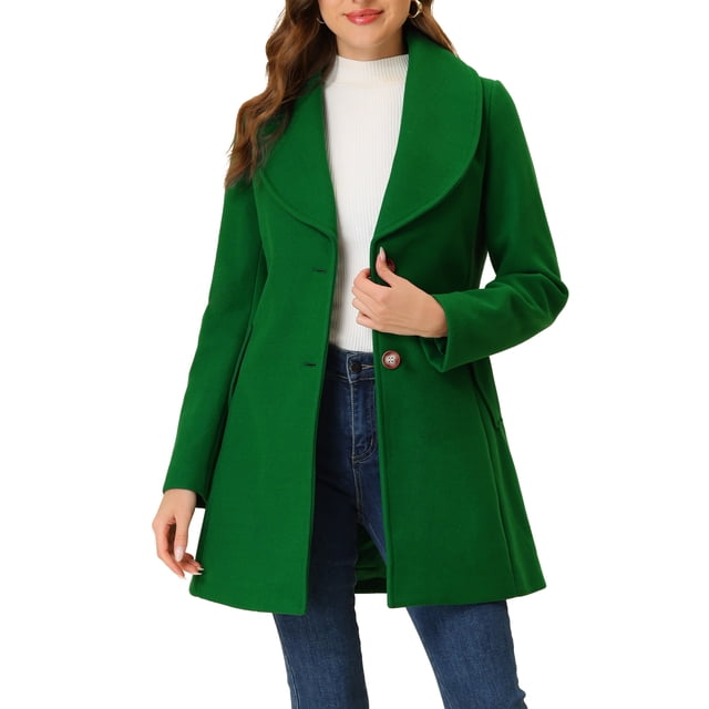 INSPIRE CHIC Manteau Trench Long pour Femme, Mignon, Col Rabattu, Boutonnage Simple, Ceinturé, TP Vert Pois