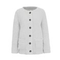 thumbnail image 3 of MAWCLOS Manteau Femme Hiver Chaud Veste Cardigan Extérieur Ample Fête Manches Longues Blanc S, 3 of 8