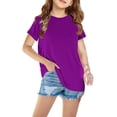 thumbnail image 1 of T-Shirts pour Filles Col Rond Manches Courtes Été Hauts Enfants Basiques 3-14 Ans, 1 of 5