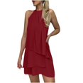 thumbnail image 1 of SMihono Robes Bohèmes d'Été pour Femmes Grande Taille Aguichant Mode Sans Manches Uni Col Rond Ample Robe Irrégulière pour Dames, 1 of 5