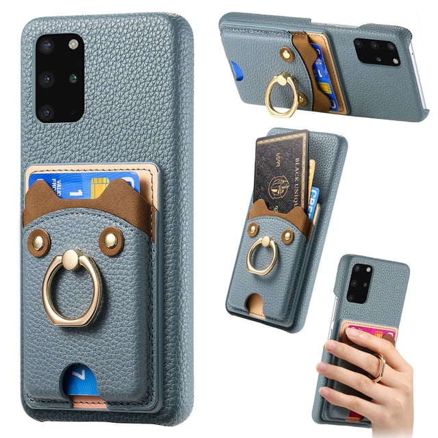 Case for FOXDOCK Samsung Galaxy S20 Plus , Leather, Bear Ring, Card Holder