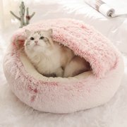 LSLJS Dog Round Cat Winter Warm Sleeping Bag Long Plush Soft Pet Bed Calming Bed