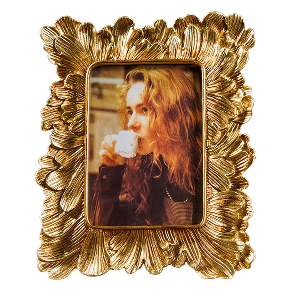 DOLITY Antique Gold Picture Frame Ornate Retro Vintage Iris Flowers Picture Frame 6in