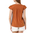 thumbnail image 3 of INSPIRE CHIC Women's Solid V Neck Cap Short Sleeves Work Blouse, 3 of 6