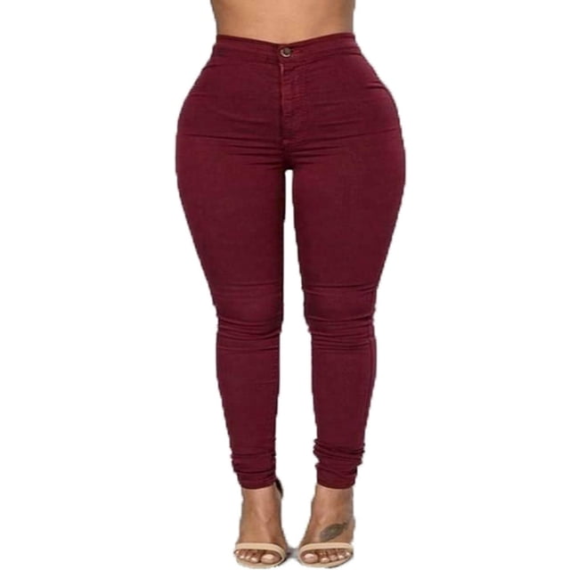 Pantalon Long Ajusté Taille Haute Extensible pour Femmes, Coupe Crayon