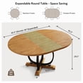 thumbnail image 3 of iPormis 59'' Extendable Round Dining Table for 4 to 8, Kitchen Table with Sturdy X-Base Metal Legs, MDF Board, Space Saving, Easy Assembly,Oak, 3 of 8