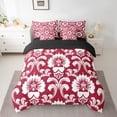 thumbnail image 2 of YST Vintage Floral Comforter Set Queen 7 Piece Antique Baroque Damask Bedding Set Red White Flowers Bed In A Bag With Sheets European Classical Stylish Reversible Bed Set, 2 of 5