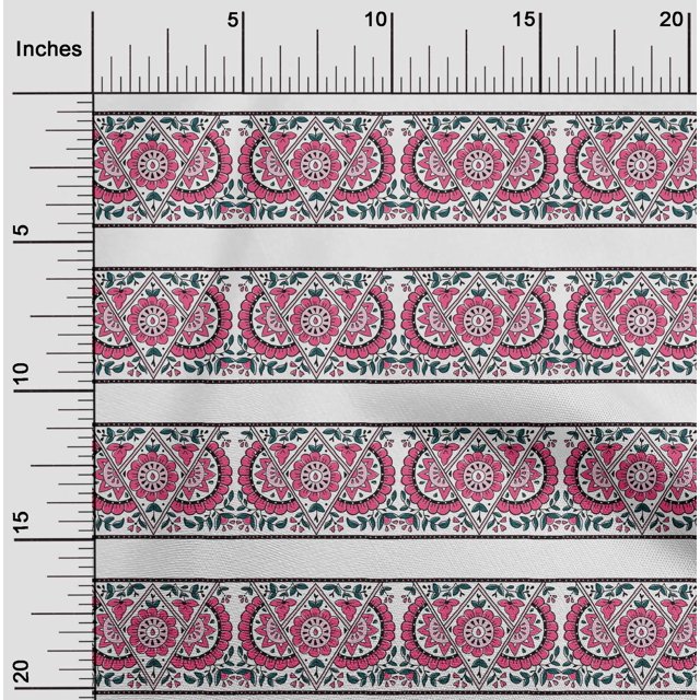 oneOone Cotton Cambric Fabric Geometric|Leaves & Floral Block Decor Fabric Printed BTY 56 Inch Wide