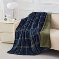 thumbnail image 3 of Fraiche Holiday Collection Reversible Throw Navy Plaid with Solid Green Reverse, 50 in x 60 in, 3 of 6